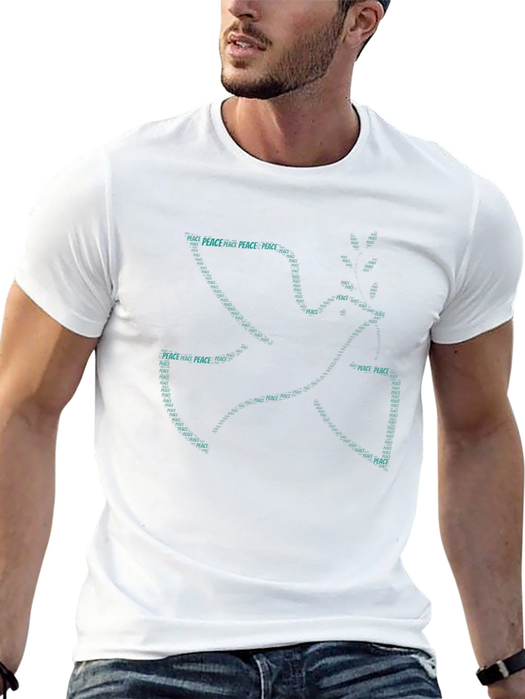 Peace Dove Graphic Print Mens Black T-Shirt