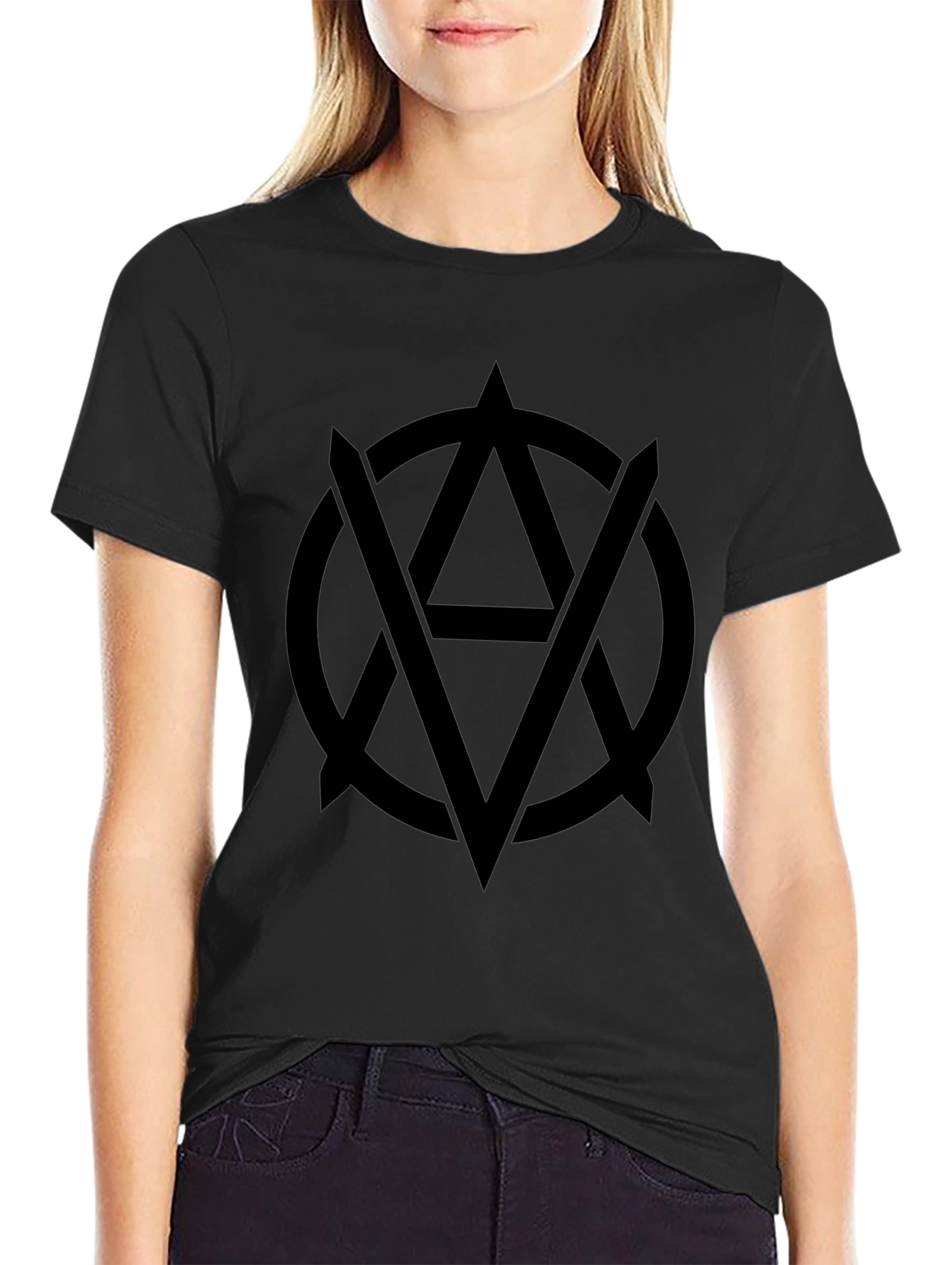 Black Tee with Occult Anarchy Symbol