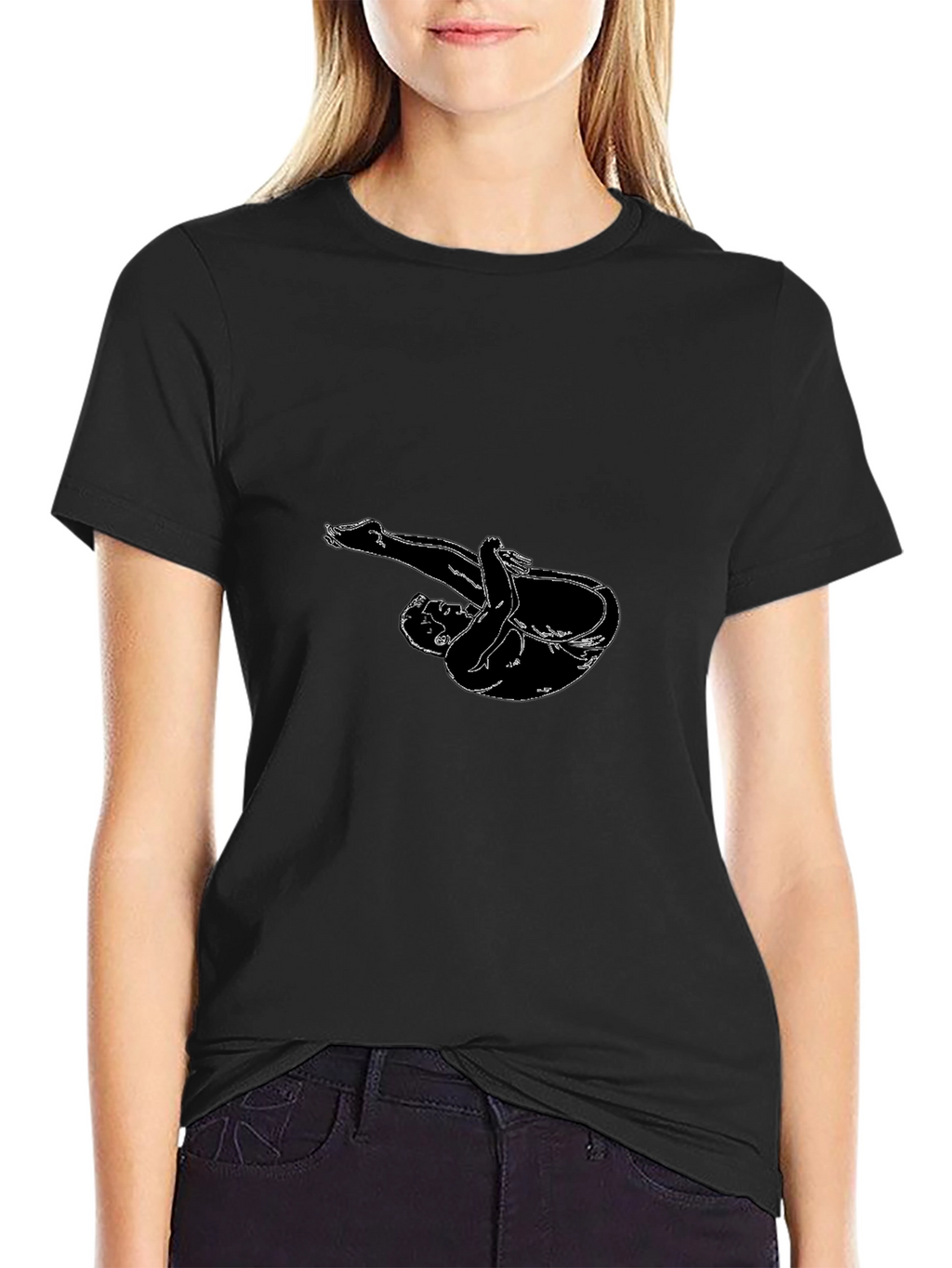 Black T-Shirt with Diver Silhouette Graphic
