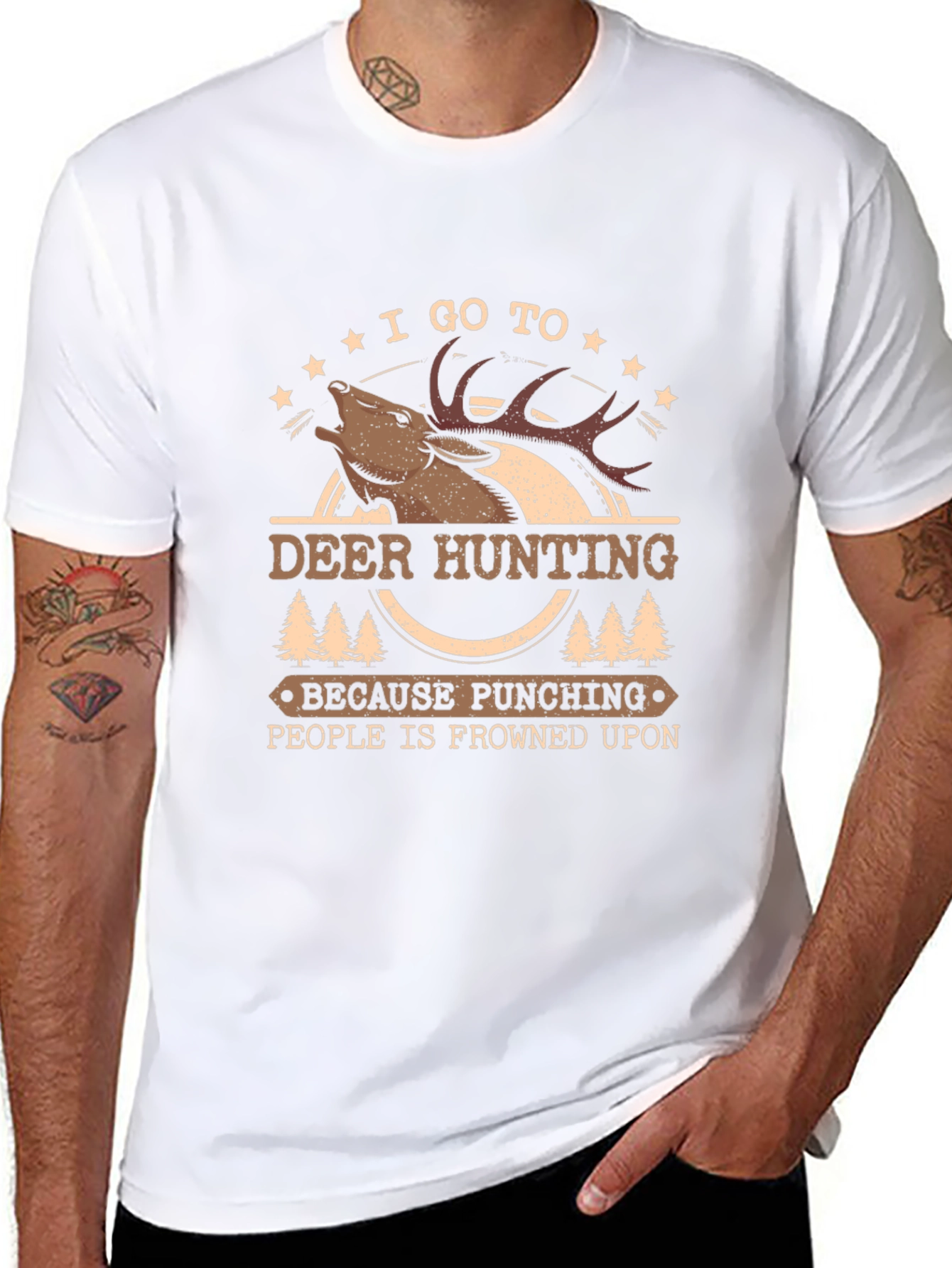 Deer Hunting Graphic Tee - Punching is Frowned Upon
