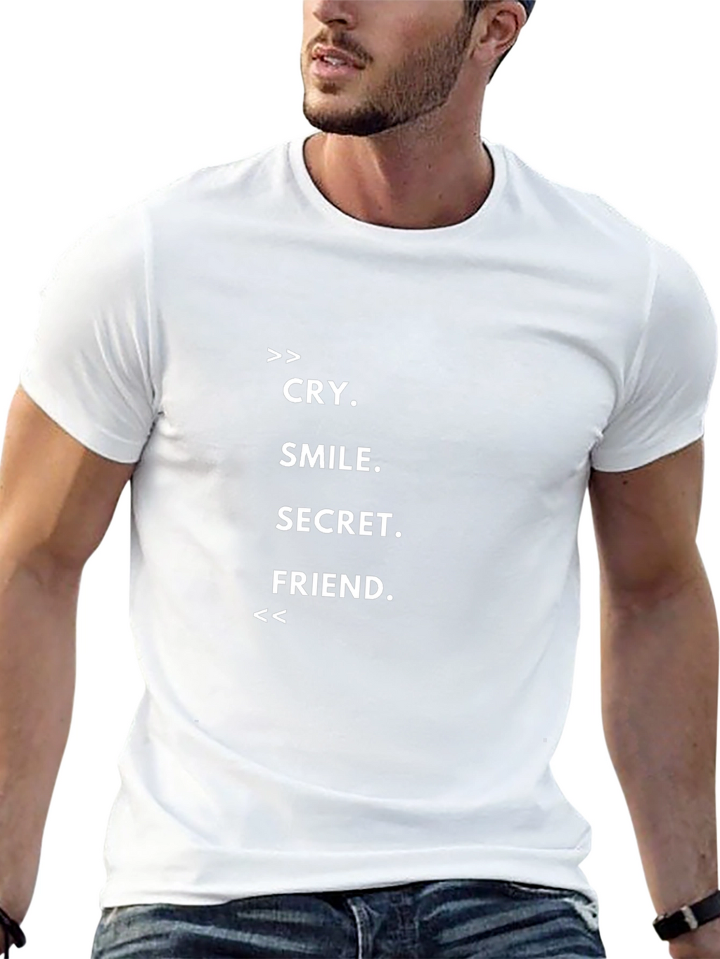 Cry Smile Secret Friend Graphic Tee - Black
