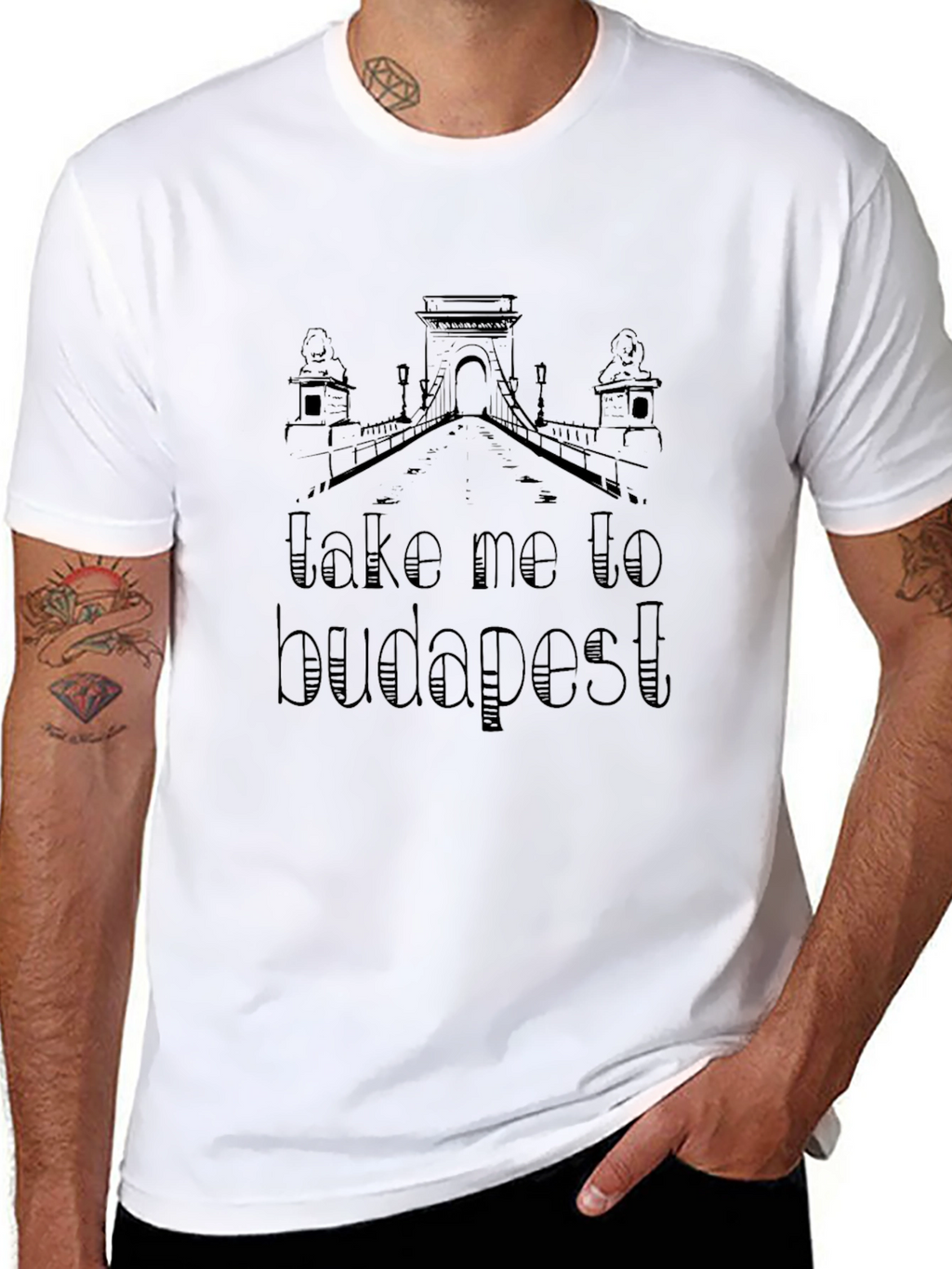 Take Me To Budapest Black Graphic T-Shirt