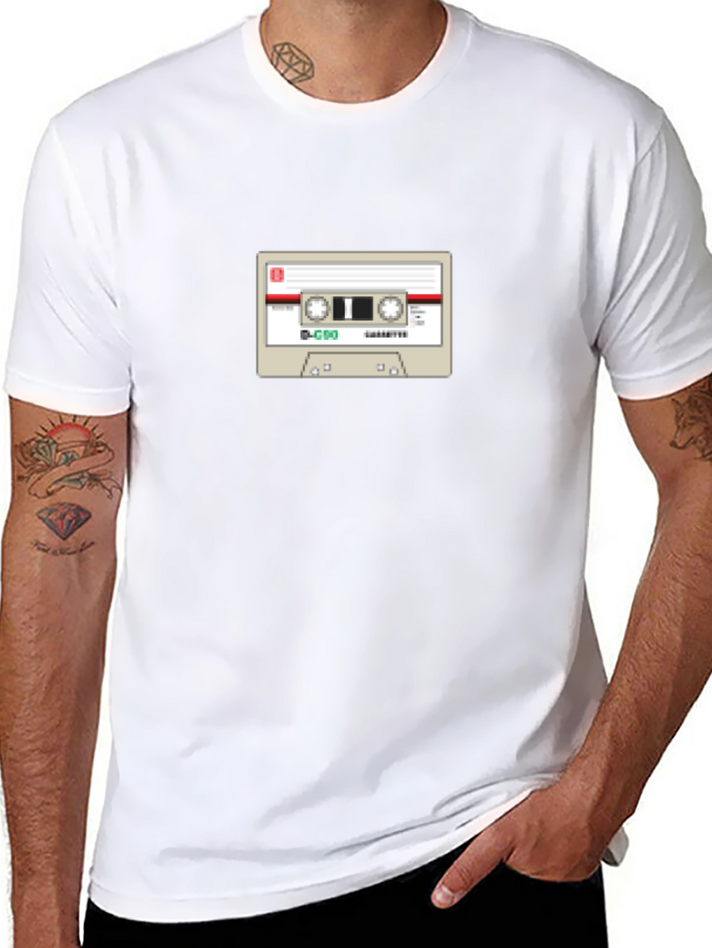 Retro Cassette Tape Graphic T-Shirt - Black Cotton Tee