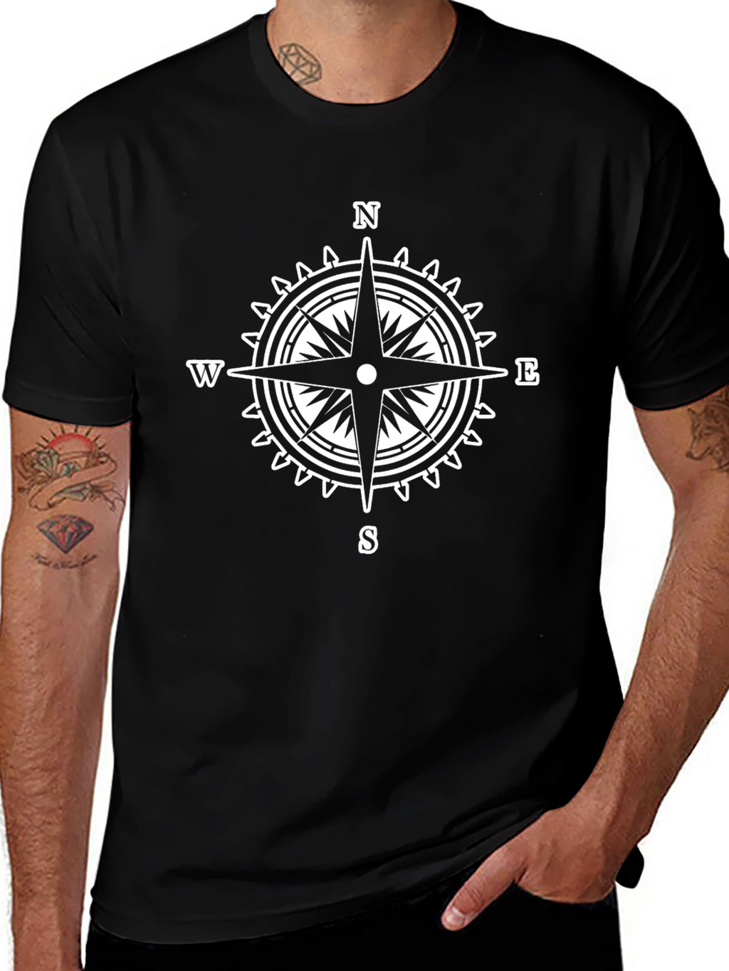 Compass Rose Graphic T-Shirt - Stylish Nautical Tee