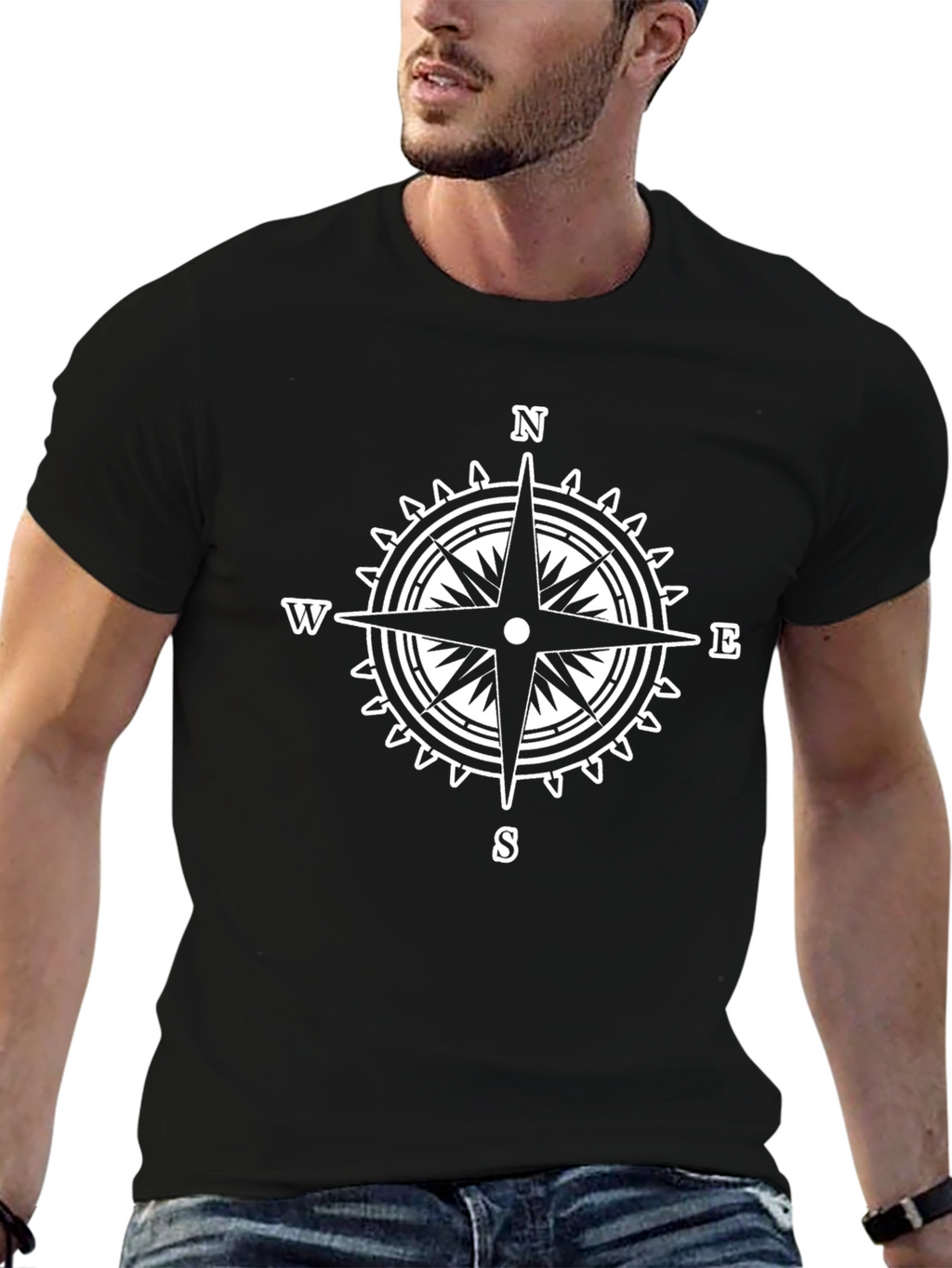 Compass Rose Graphic T-Shirt - Stylish Nautical Tee