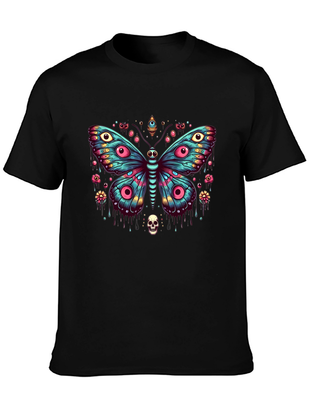 Eye Butterfly Graphic Black T-Shirt