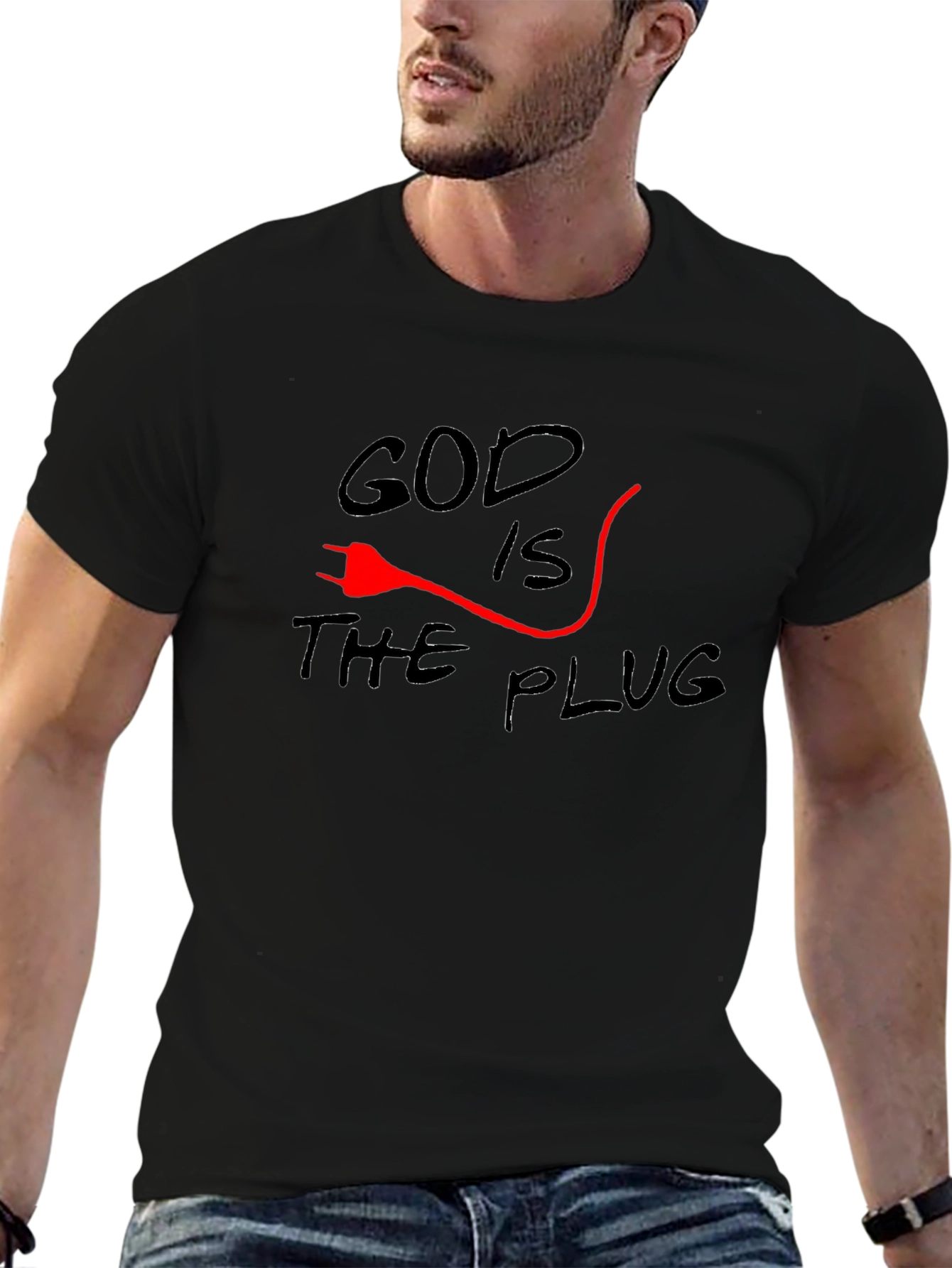 God is the Plug Graphic T-Shirt - Black