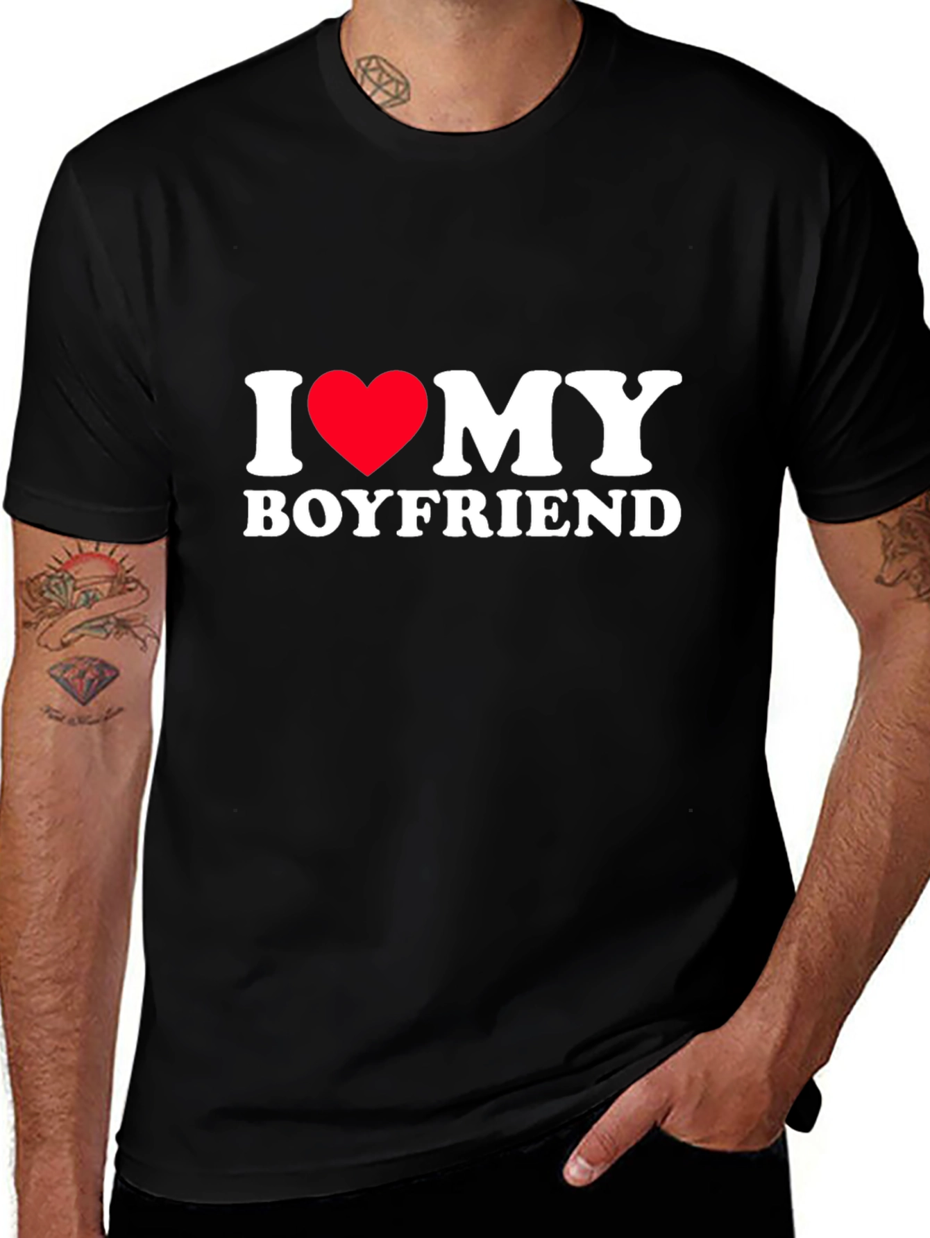 I Heart My Boyfriend Tee - Black Cotton Blend