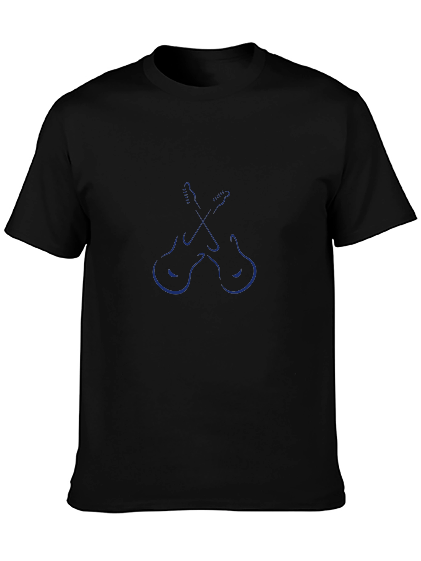Cool Crossed Guitars Graphic Black T-Shirt