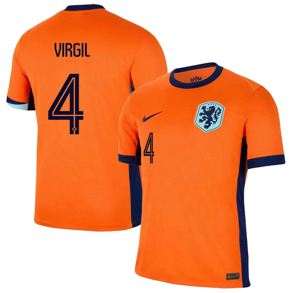VIRGIL #4 NL Home Orange Fans Soccer Jersey 2024/25 ★★ Front