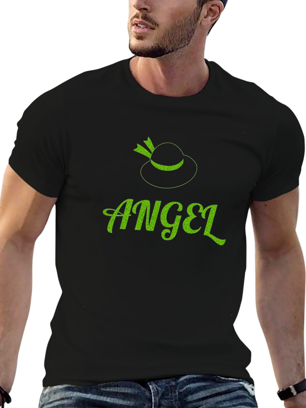 Angel Hat Black T-Shirt