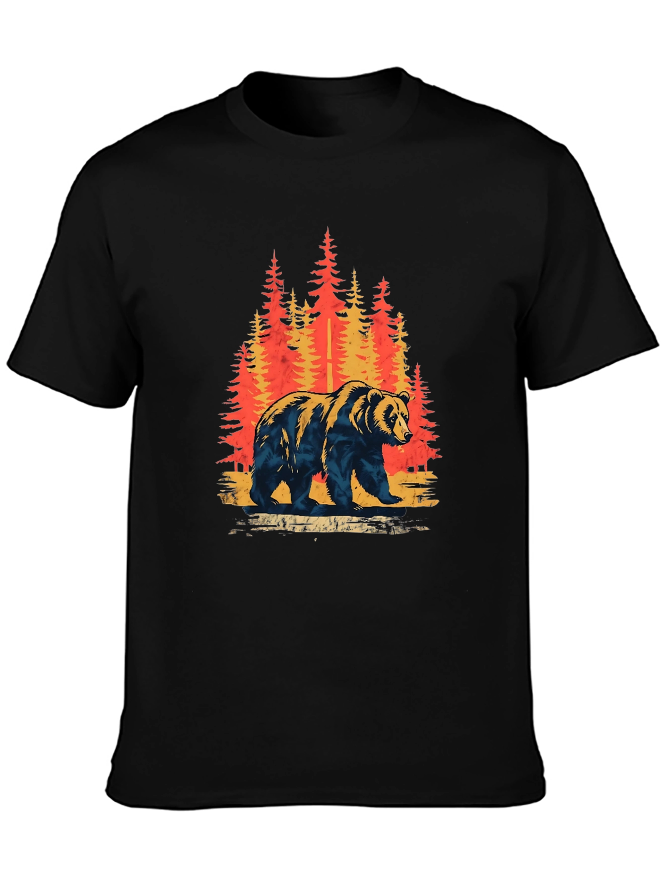Bear in Forest Graphic Tee - Nature Lovers T-Shirt