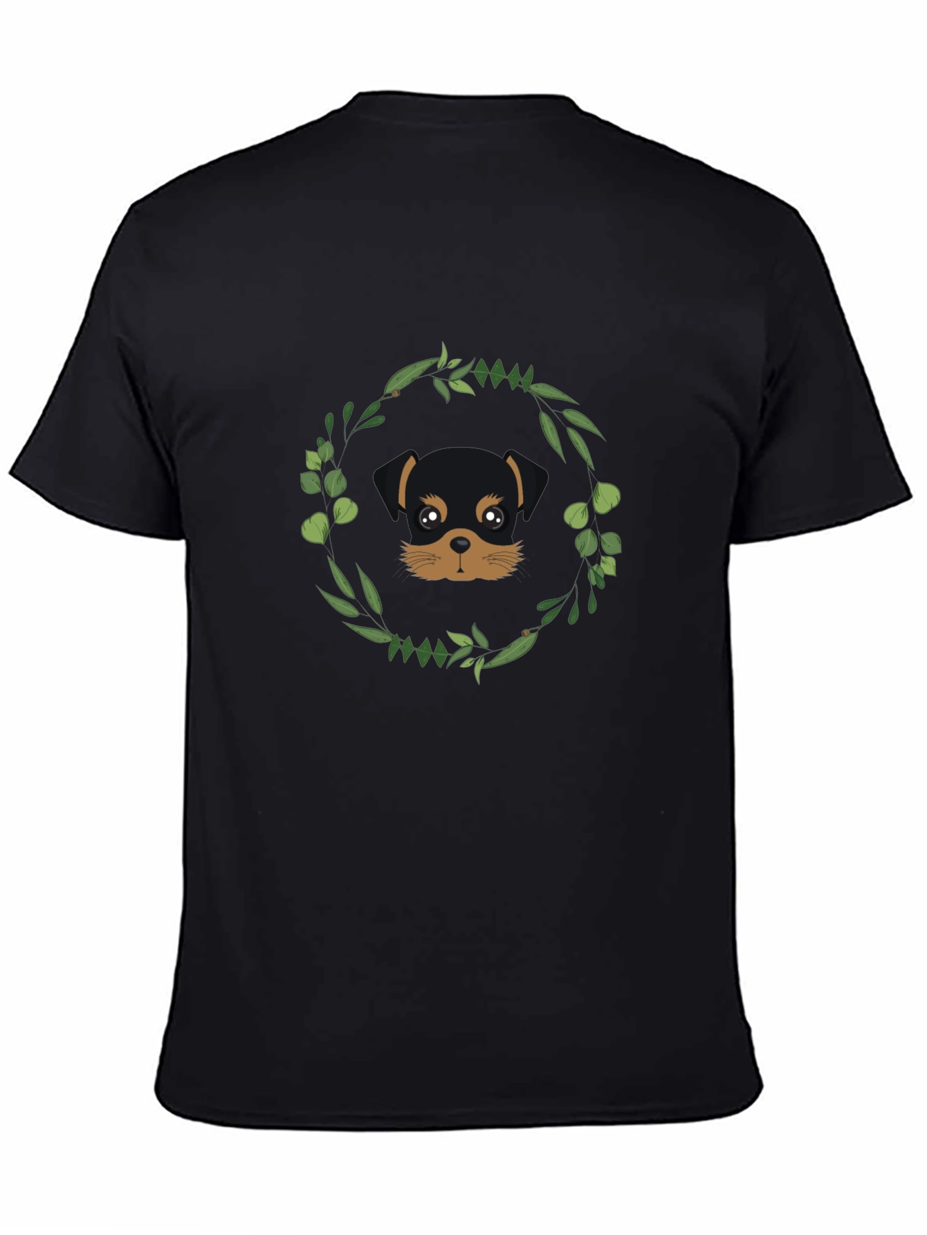 Dog Lover T-Shirt - Rottweiler Puppy with Floral Wreath