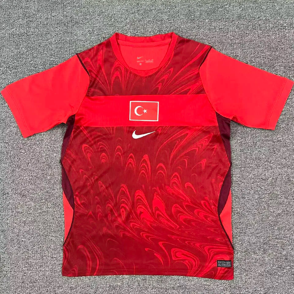 2026/27 Turkey Away Red Fans Soccer Jersey (Have Right Patch 有右臂章 白底黑字） Back