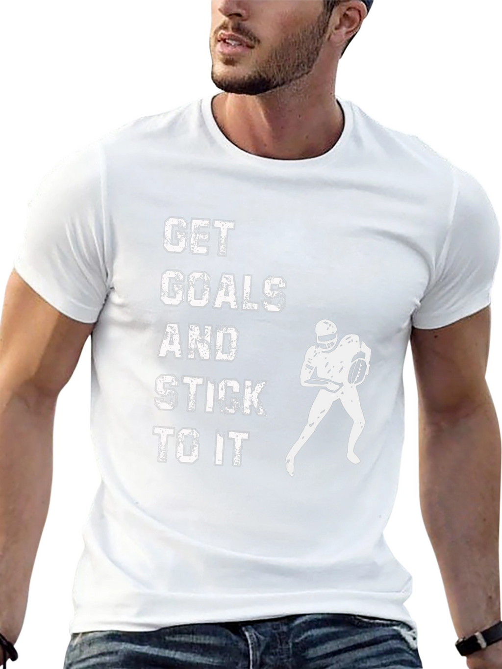 Motivational Football T-Shirt: Get Goals & Stick to It