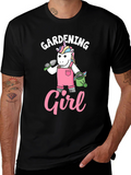 Gardening Girl Unicorn Black T-Shirt