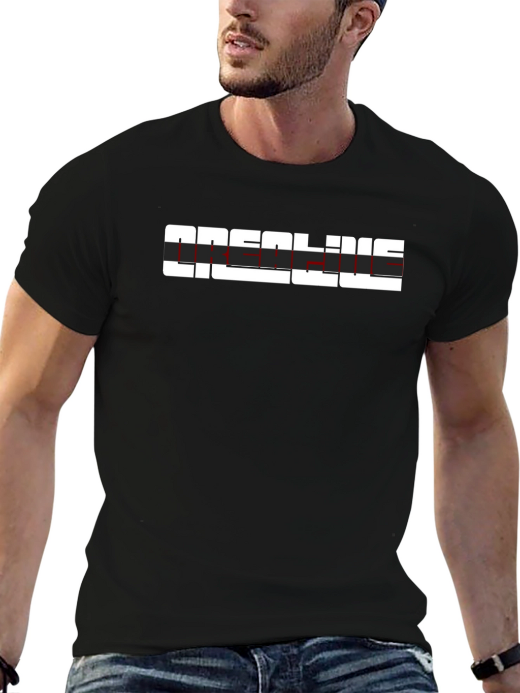 Real Line Black Graphic T-Shirt