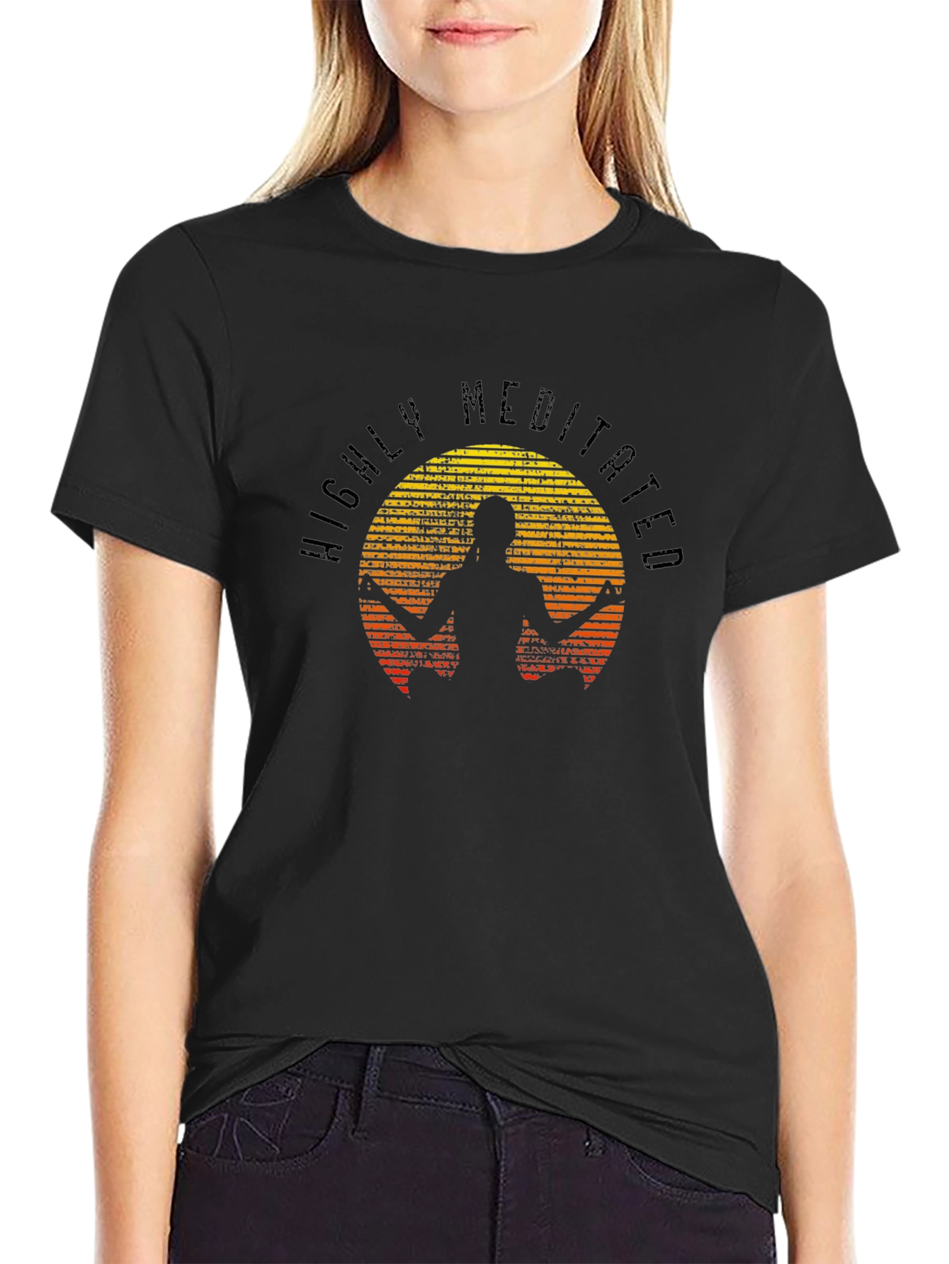 Highly Meditated Black Graphic T-Shirt