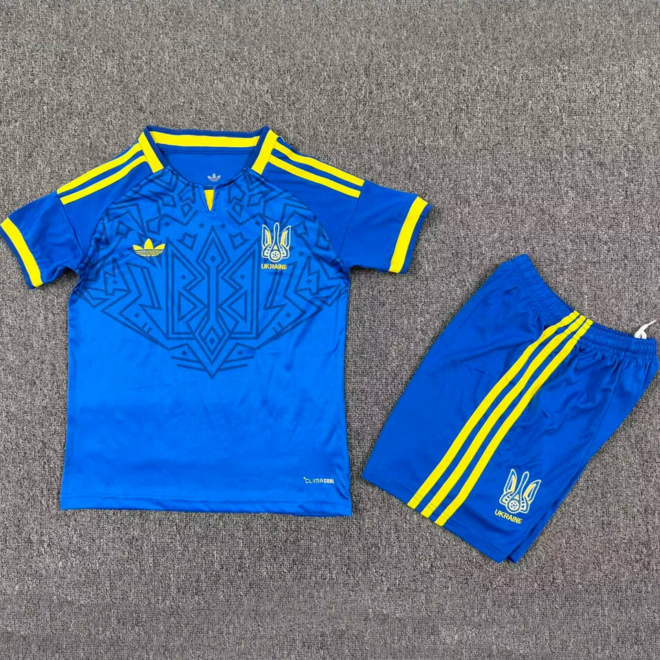 1998 Ukraine Away Blue Retro Fans Soccer Jersey Detail 1