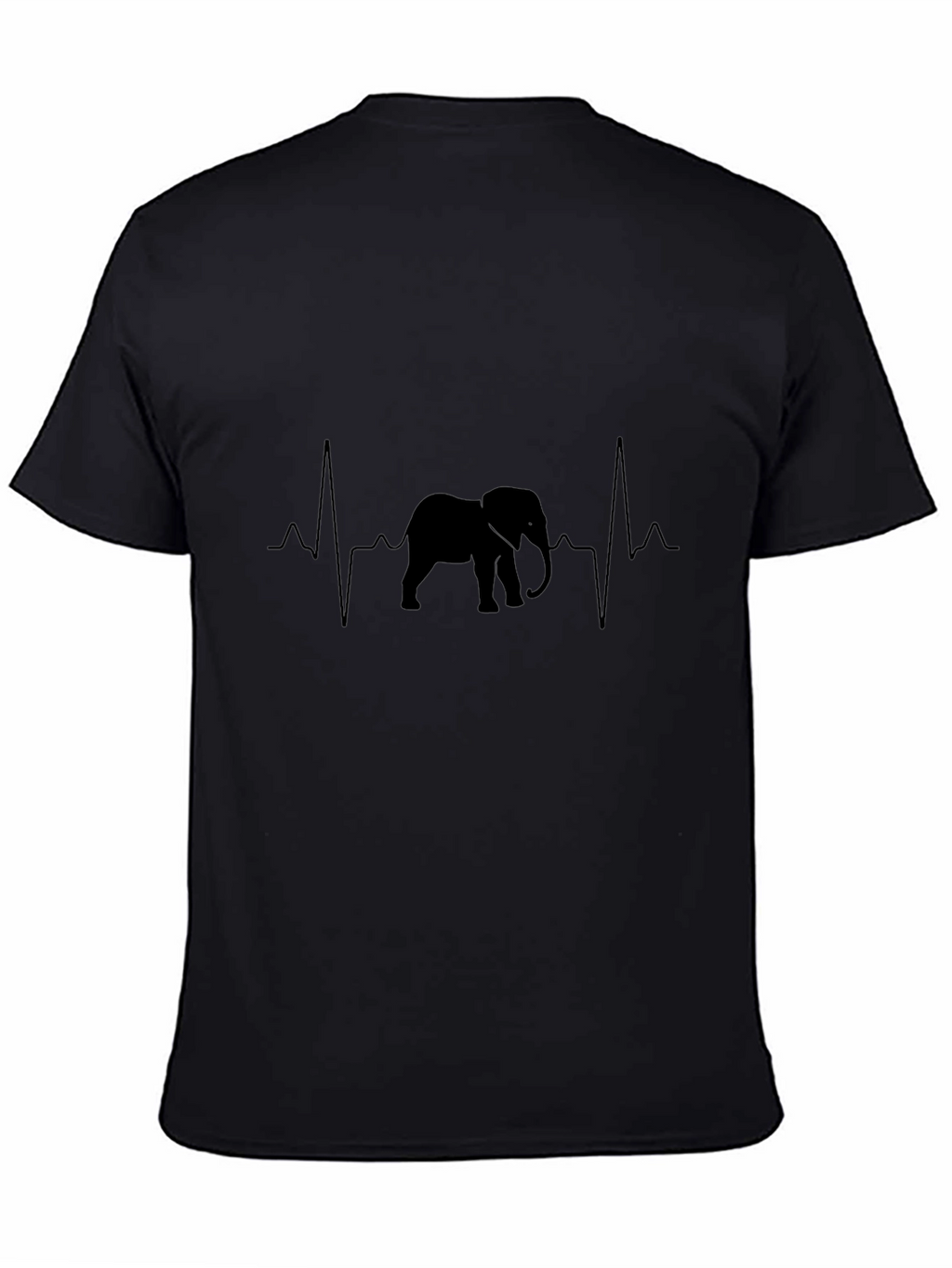 Elephant Heartbeat Graphic Black T-Shirt