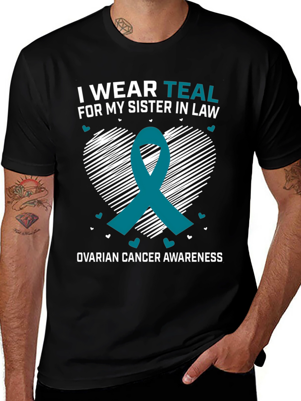 Teal Ribbon Ovarian Cancer Awareness T-Shirt