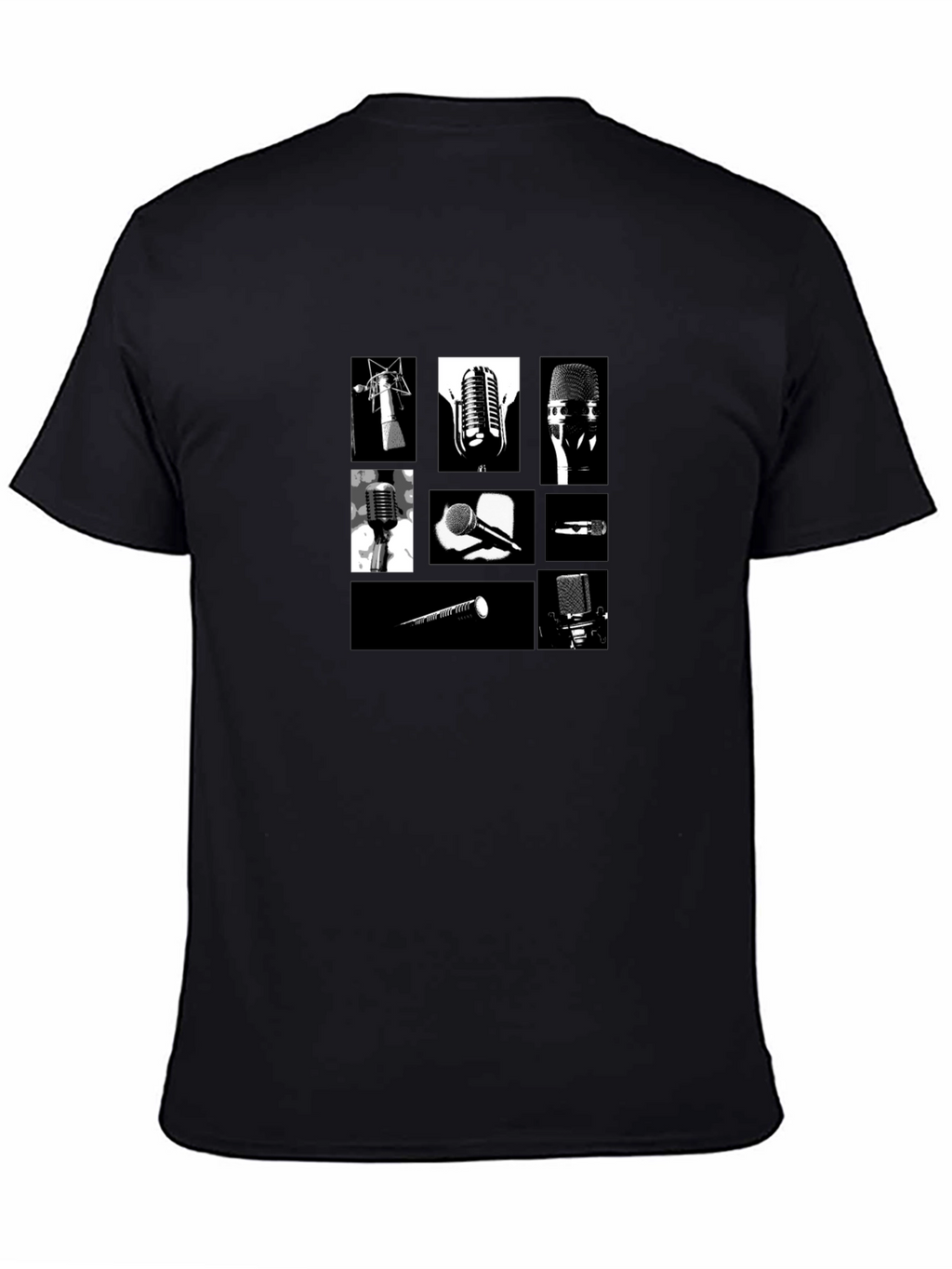 Retro Microphones Black T-Shirt