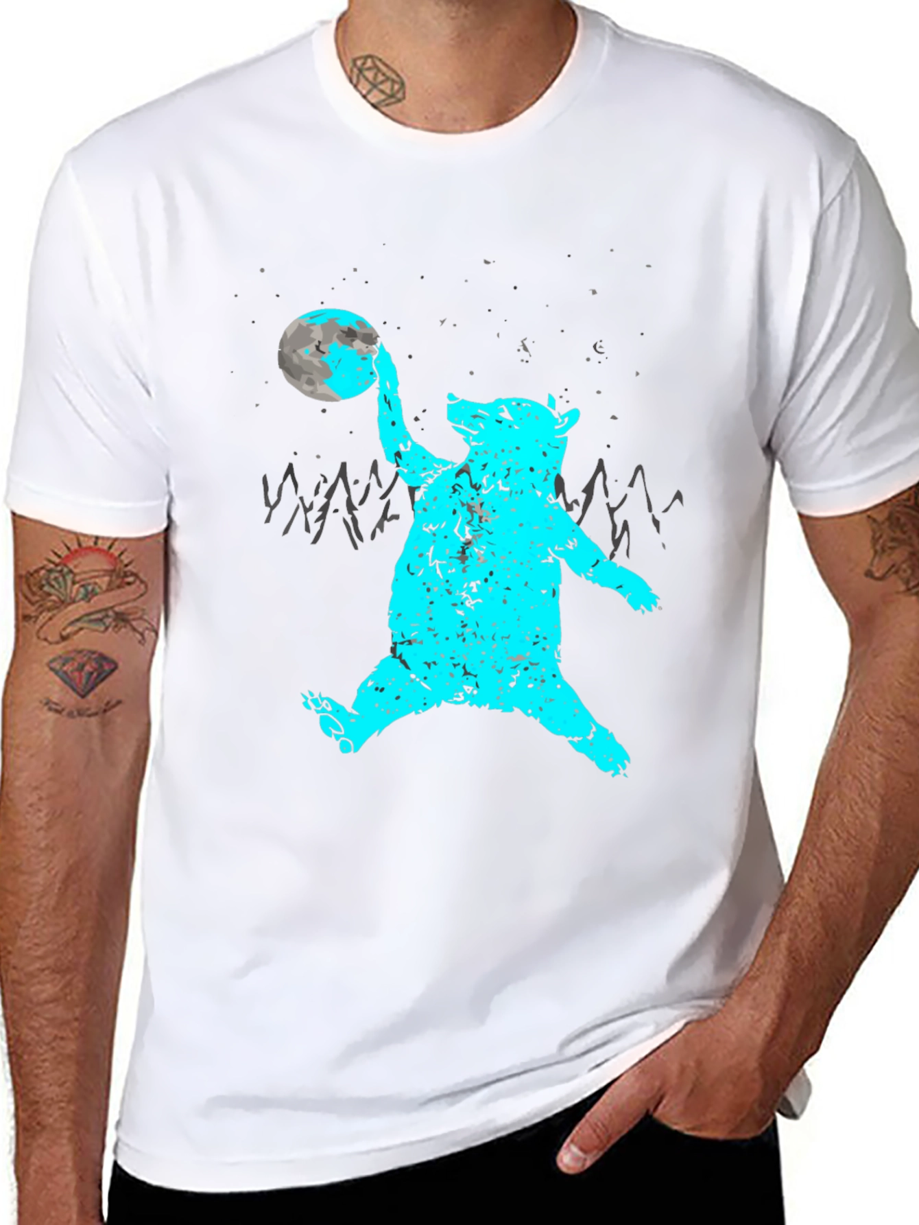 Bear Moon Graphic Tee - Black