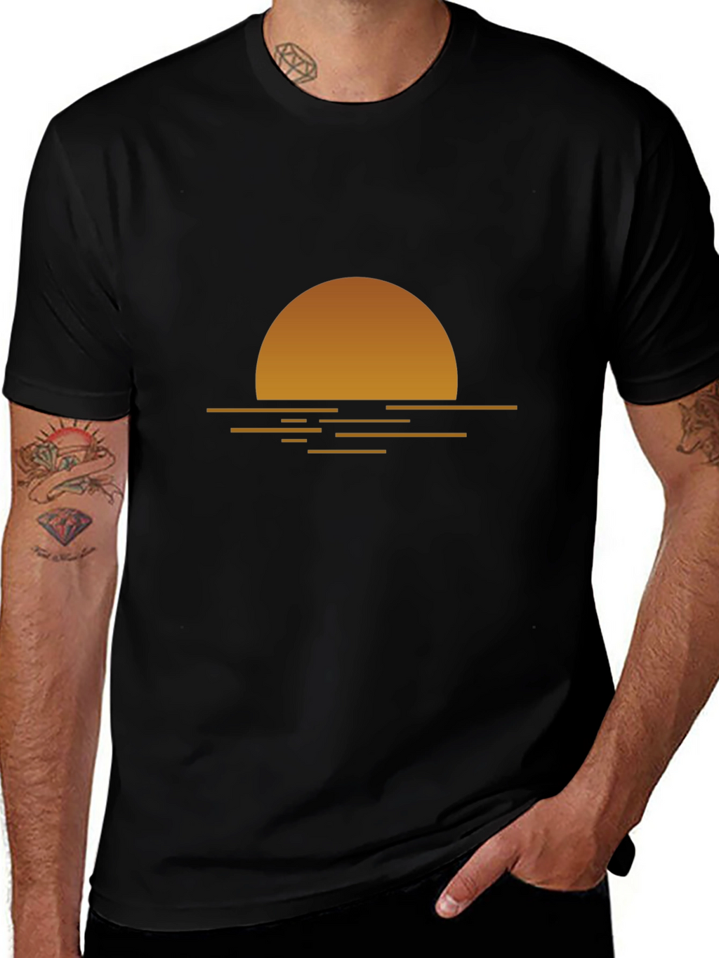 Sunset Graphic Tee - Relaxed Fit Black T-Shirt