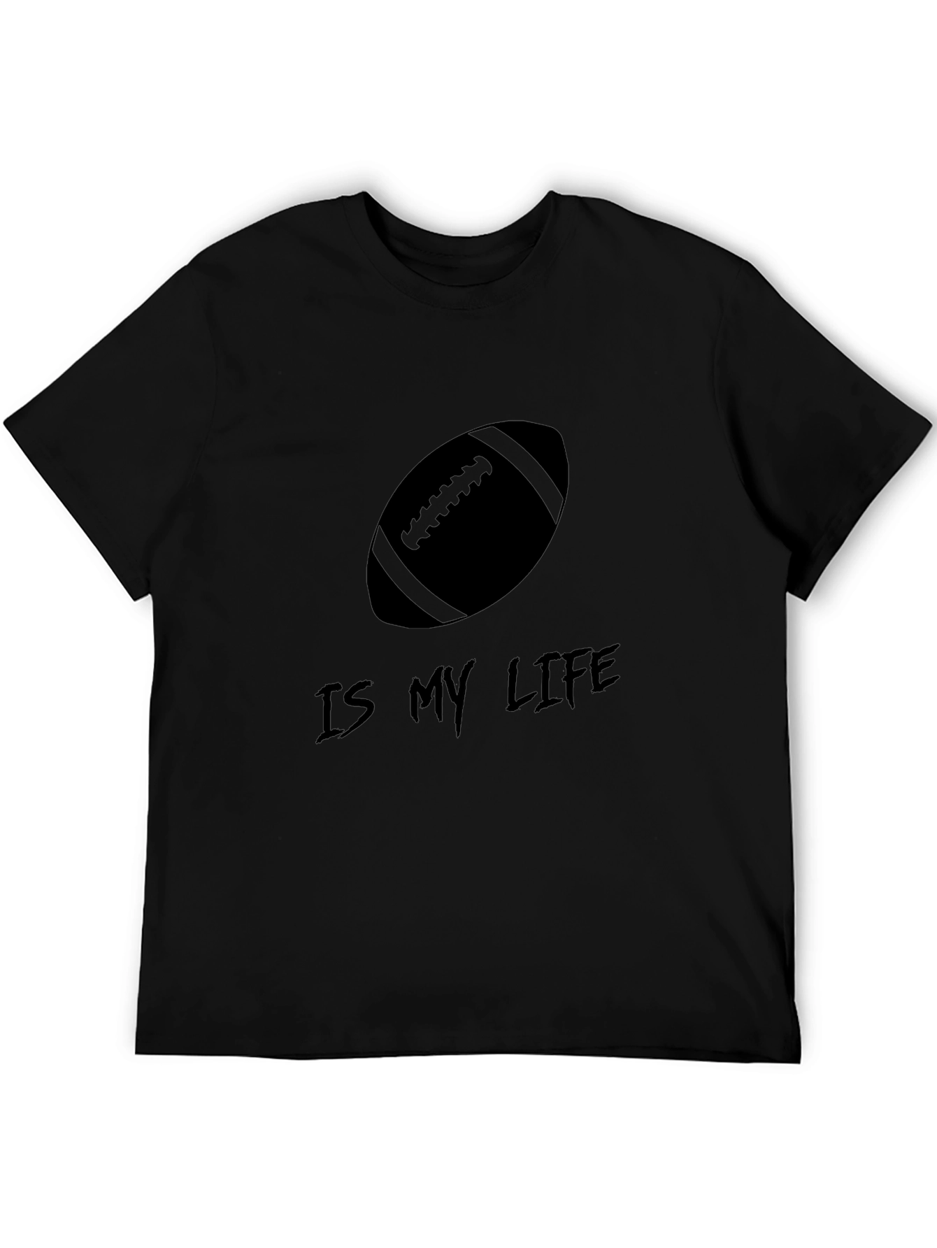 Football is My Life Black Graphic Tee