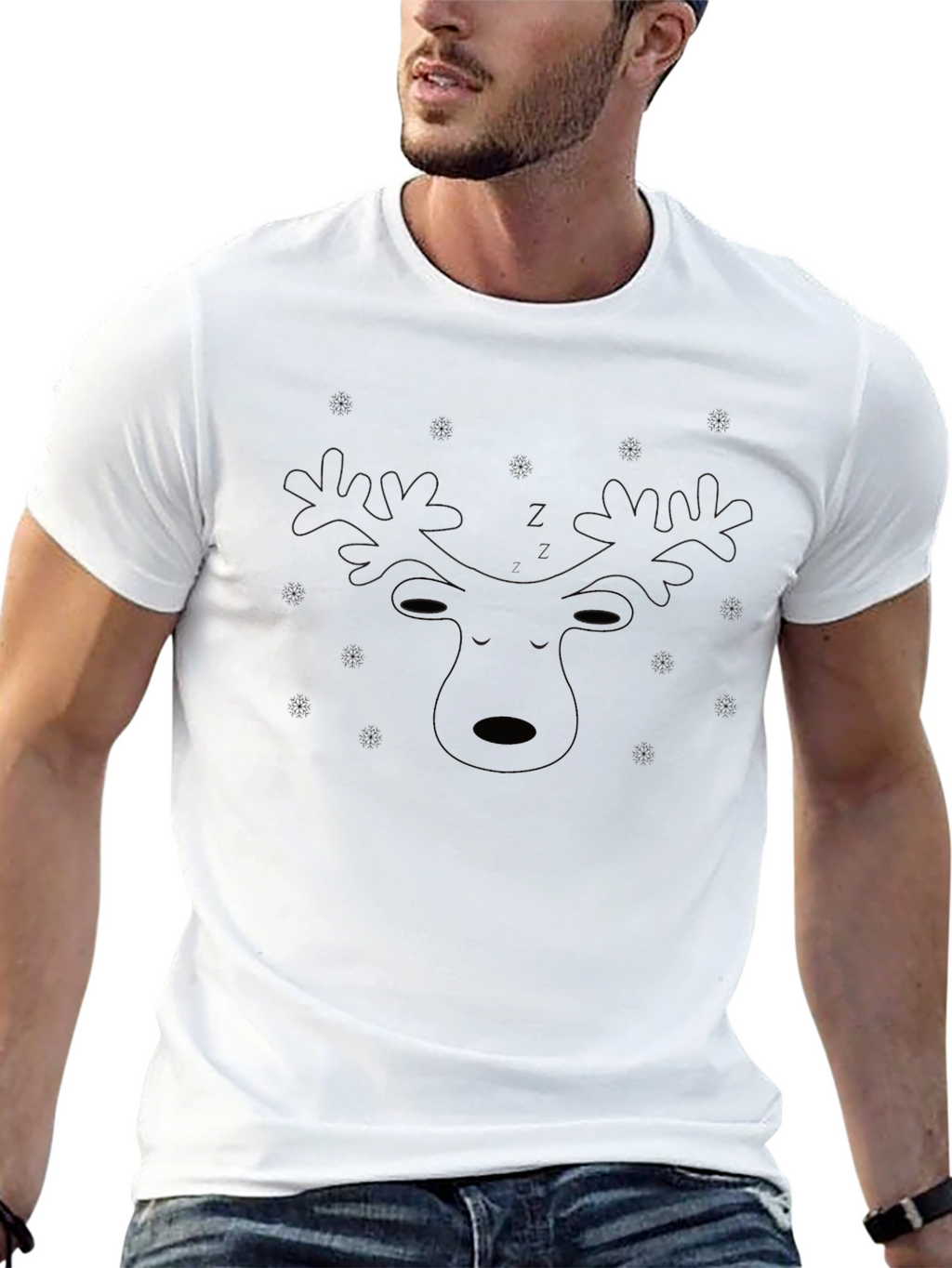 Mens Black Moose Outline T-Shirt