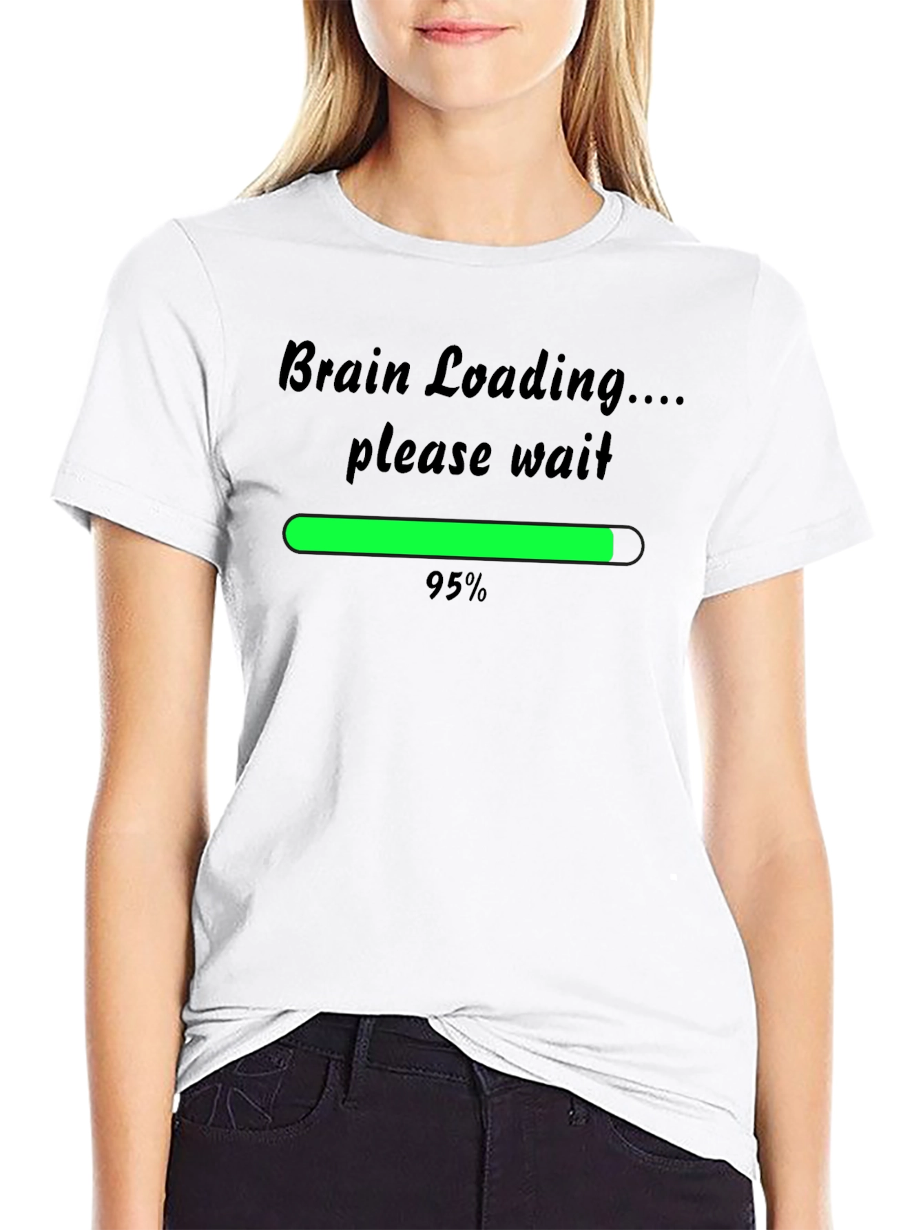 Brain Loading Funny Mens T-Shirt - Black
