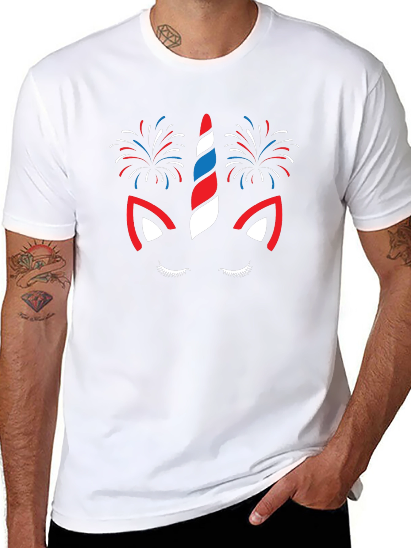 Patriotic Unicorn Fireworks Graphic Tee