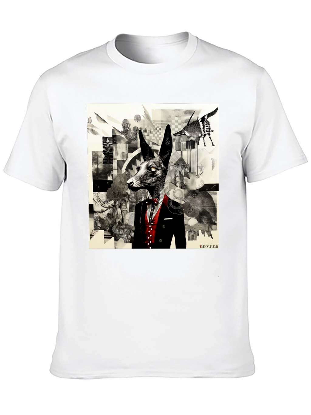 Abstract Fox Graphic Black T-Shirt