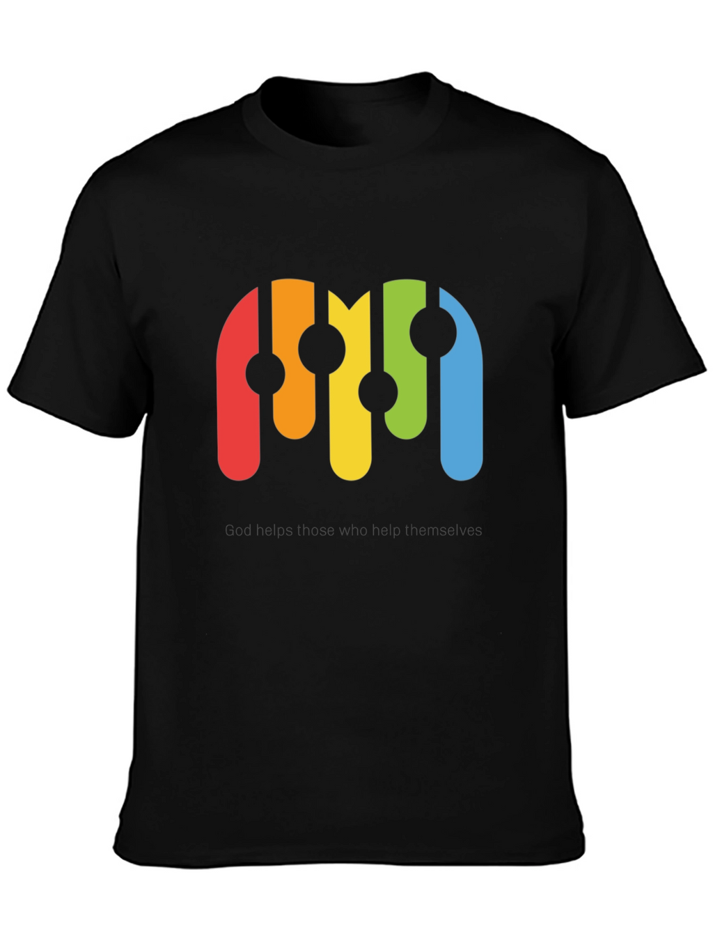 Retro Rainbow Graphic Black T-Shirt