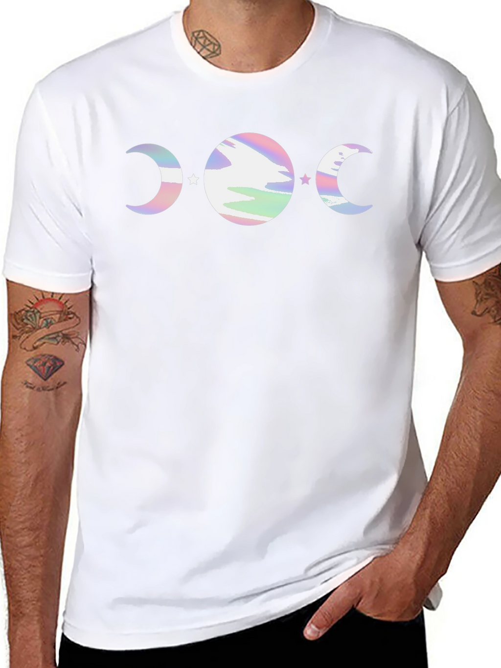 Mystic Moon Phase Graphic Tee - Black Cotton Blend