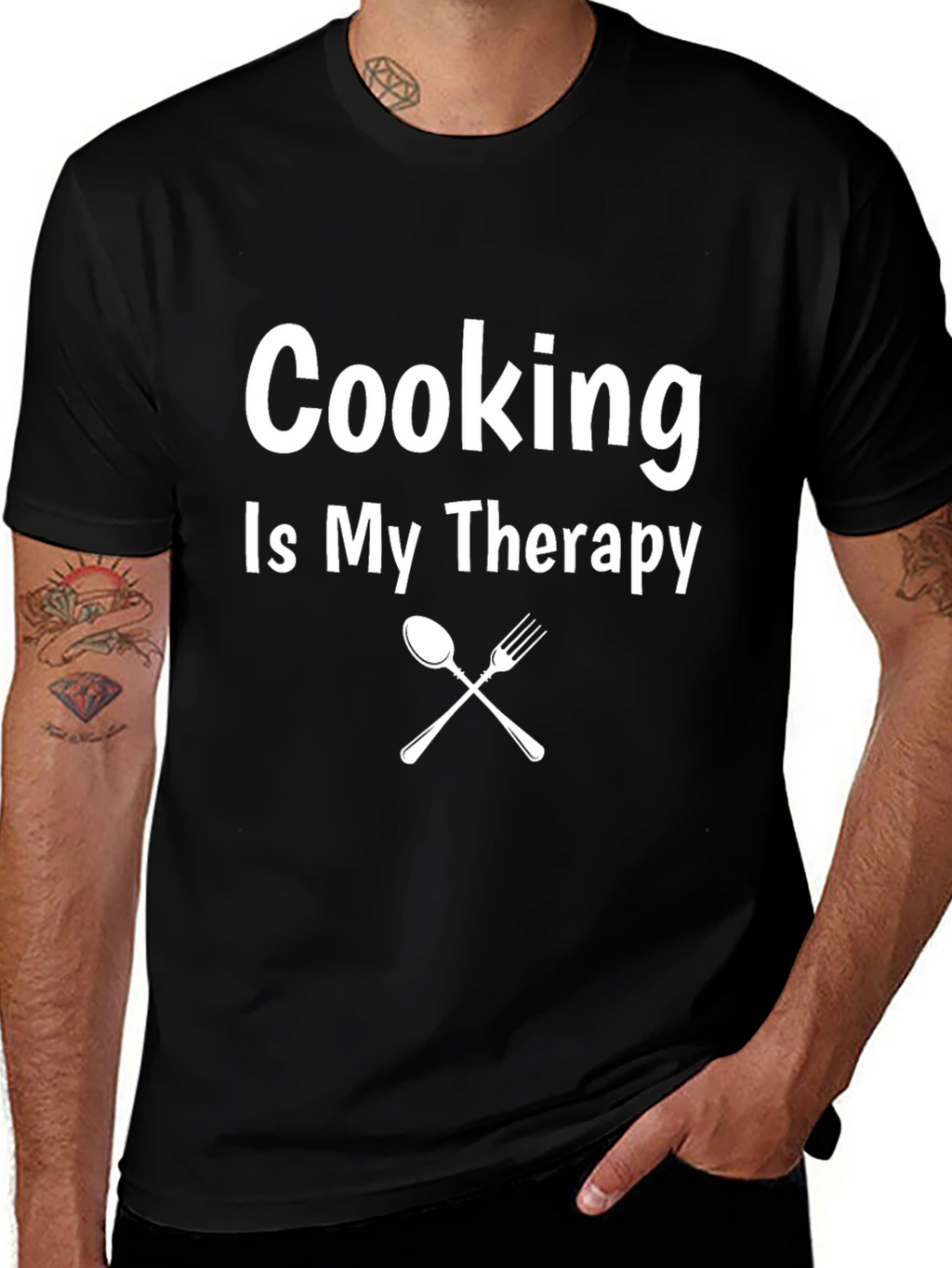 Cooking is My Therapy Black Graphic Tee