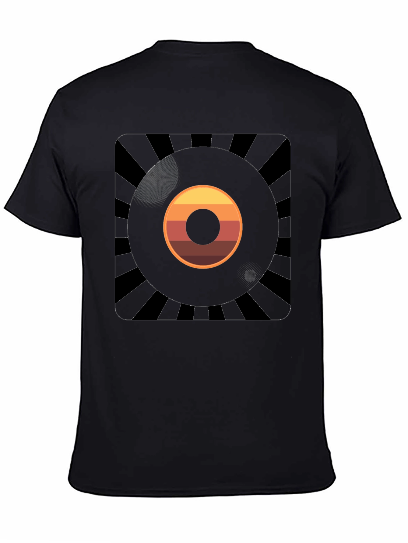 Retro Vinyl Record Graphic Tee - Black