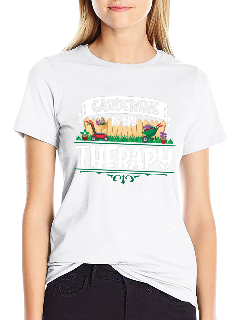 Gardening is My Therapy Black T-Shirt