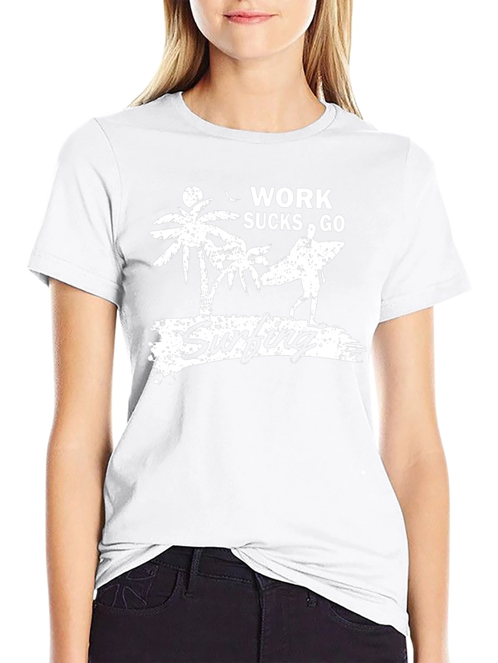 Work Sucks Go Surfing Graphic T-Shirt