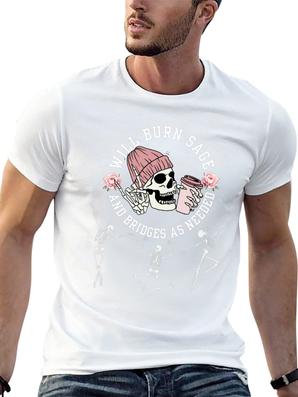 Will Burn Sage Skeleton Graphic Tee
