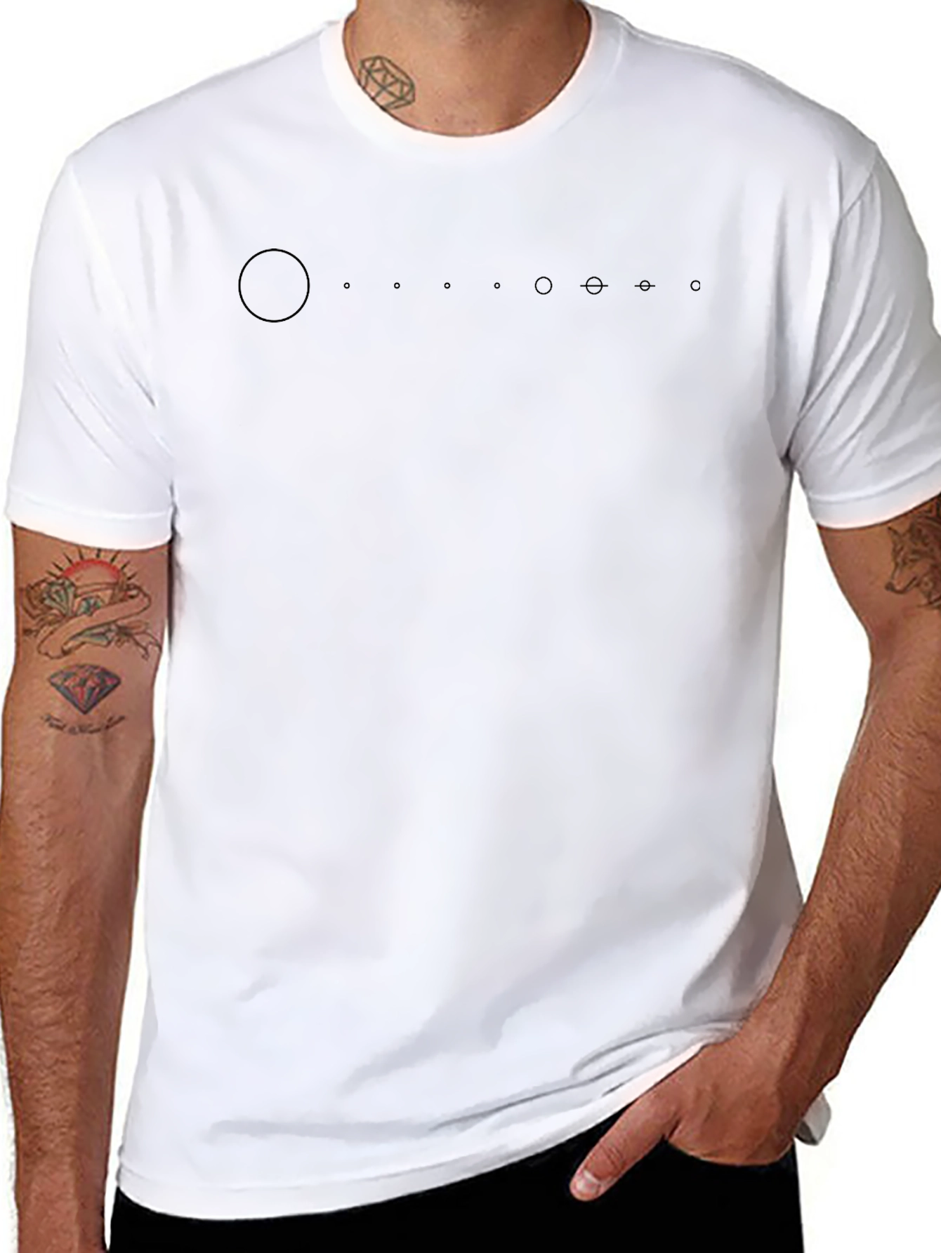 Minimalist Planets T-Shirt - Black Cotton Tee