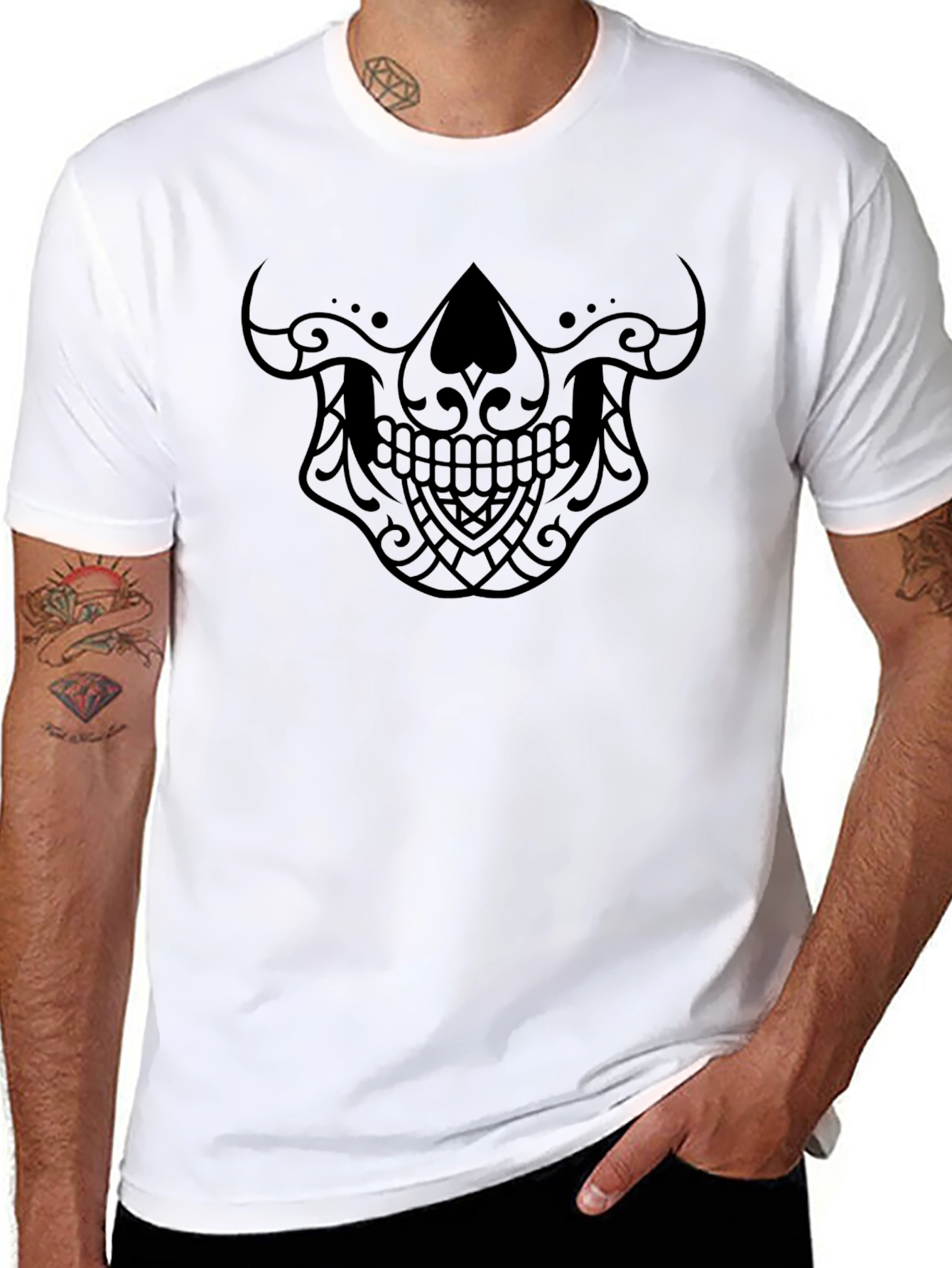 Sugar Skull Graphic Black T-Shirt - Mens Fashion