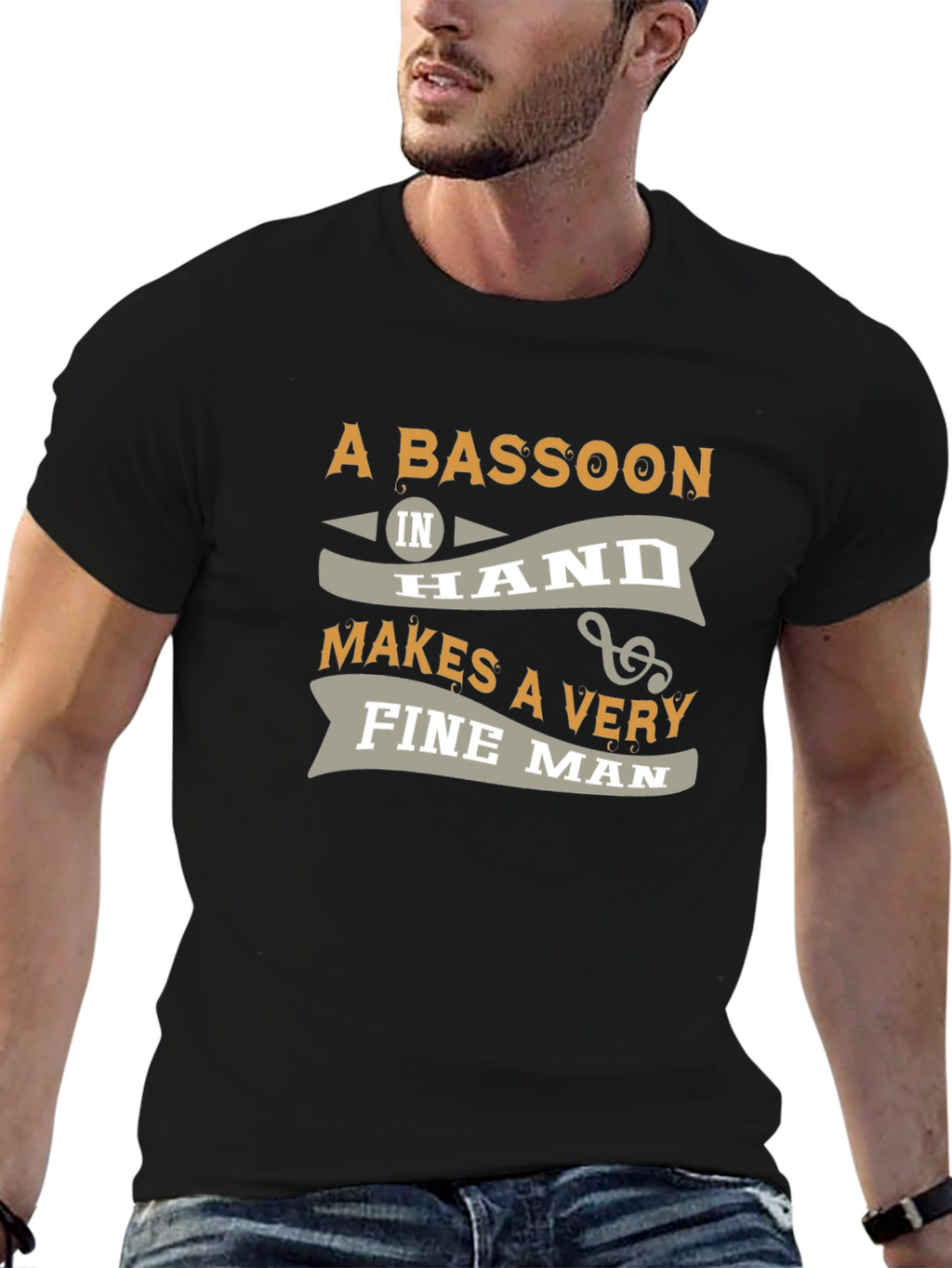 Bassoon Fine Man Graphic Tee - Black