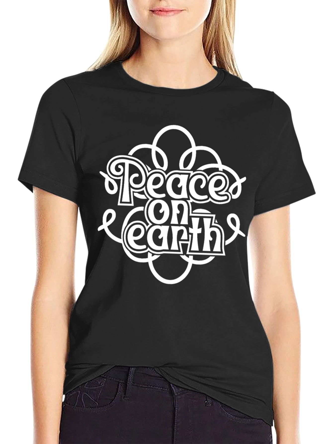 Peace On Earth Graphic T-Shirt - Black