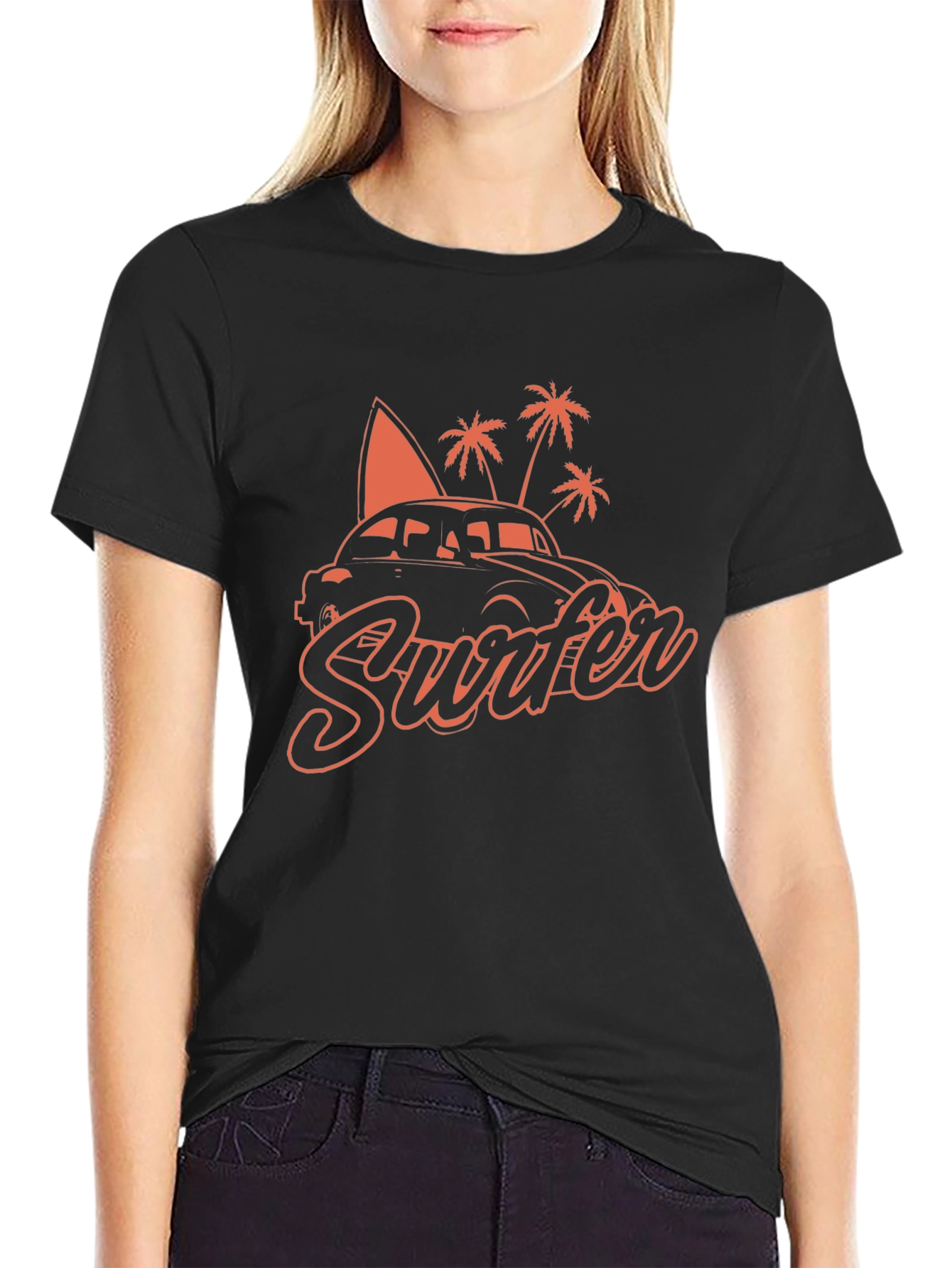 Retro Surfer Car T-Shirt - Black