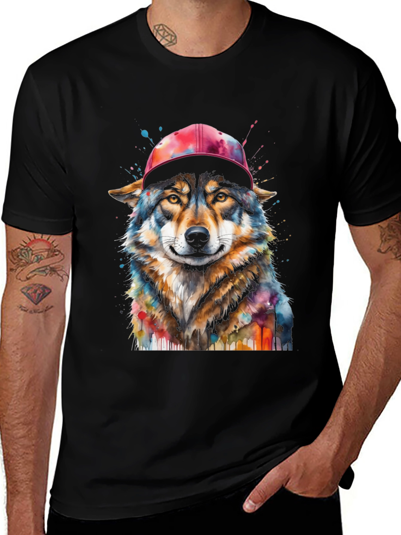 Cool Wolf Tee - Watercolor Graphic