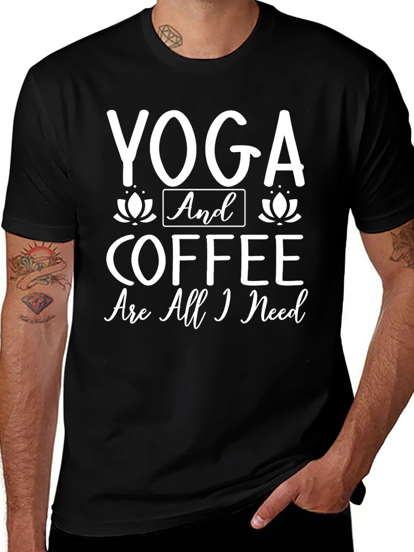 Yoga & Coffee Graphic Tee - Soft Cotton Blend