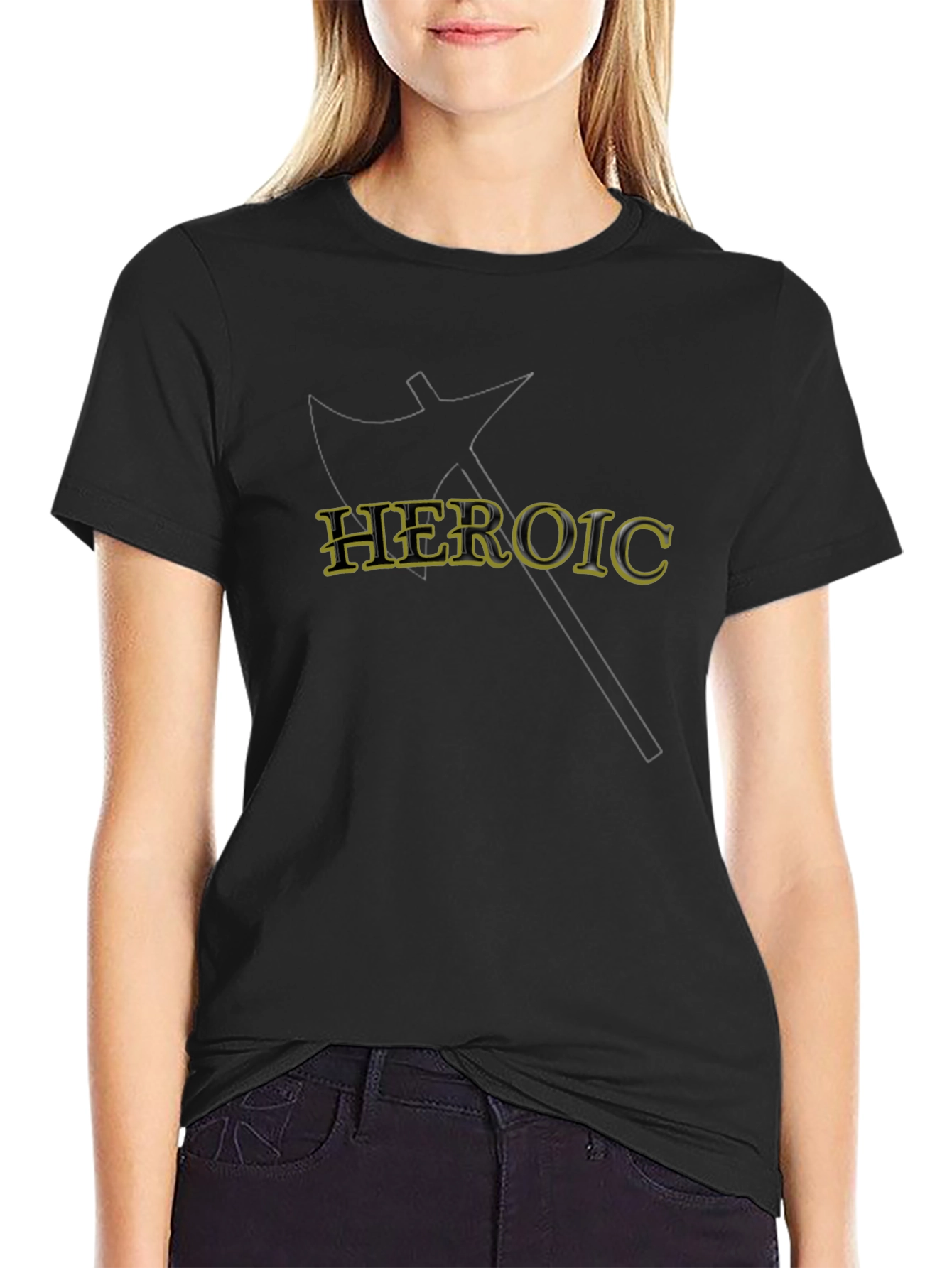 Heroic Axe Graphic Tee - Black Cotton T-Shirt