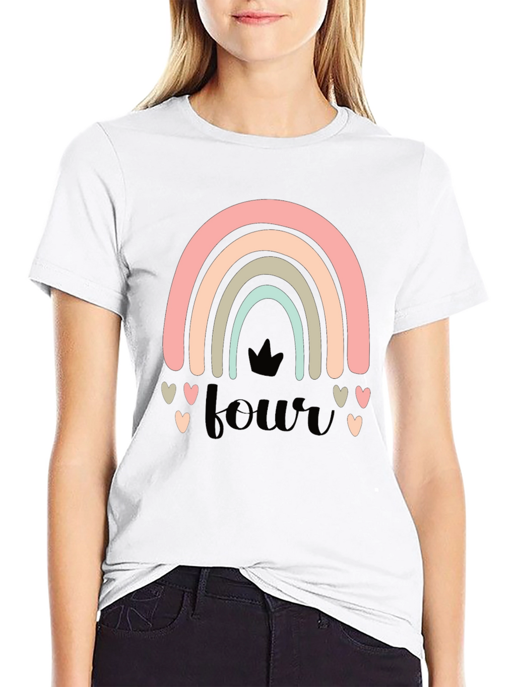 4th Birthday Rainbow Heart T-Shirt