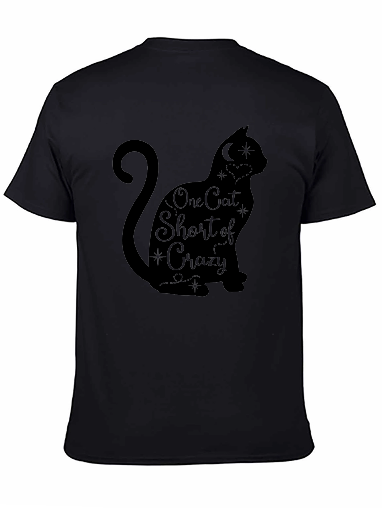 One Cat Short of Crazy T-Shirt Cute Black Cat Tee